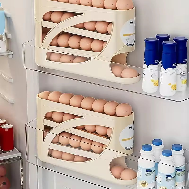 3-Tier Rolling Egg Storage Box – Holds 24 Eggs for Fridge & Kitchen