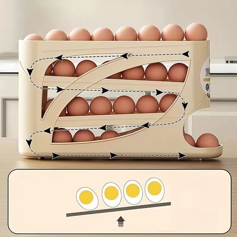 3-Tier Rolling Egg Storage Box – Holds 24 Eggs for Fridge & Kitchen