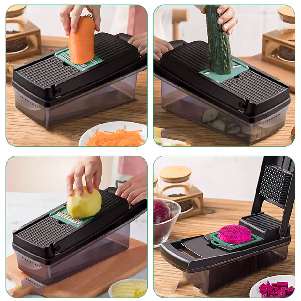 15-in-1 Manual Vegetable Chopper – Slicer, Dicer, Cutter & Grater