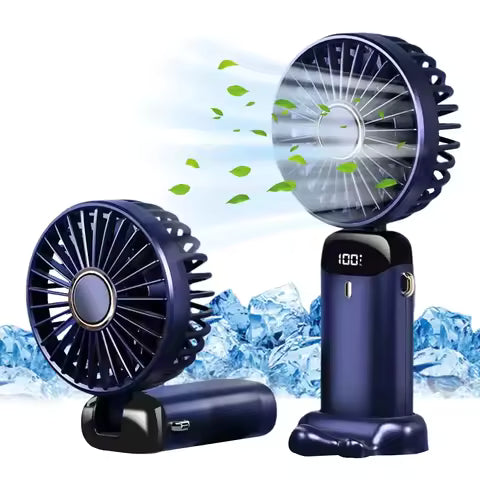 3000mAh Foldable Mini Fan – Neck Hanging, USB Rechargeable, 5-Speed