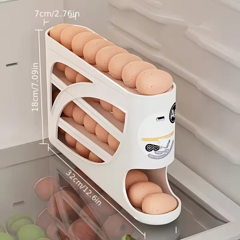 3-Tier Rolling Egg Storage Box – Holds 24 Eggs for Fridge & Kitchen