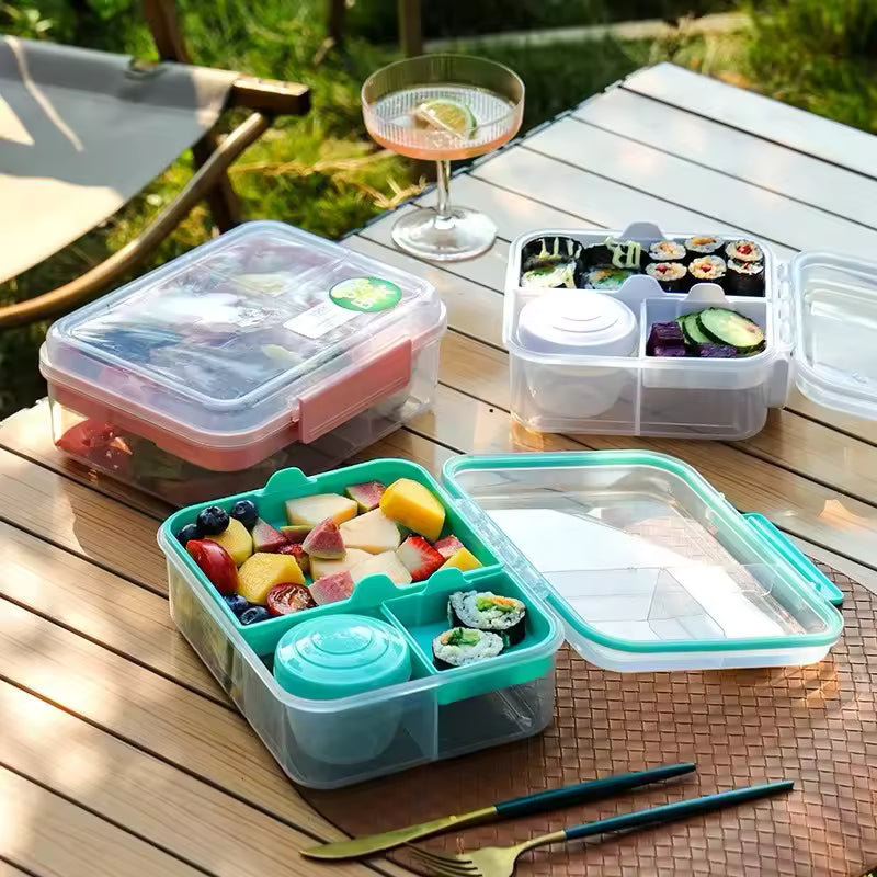 Double Layer Bento Lunch Box – Portable Handle, Compartments, Leakproo
