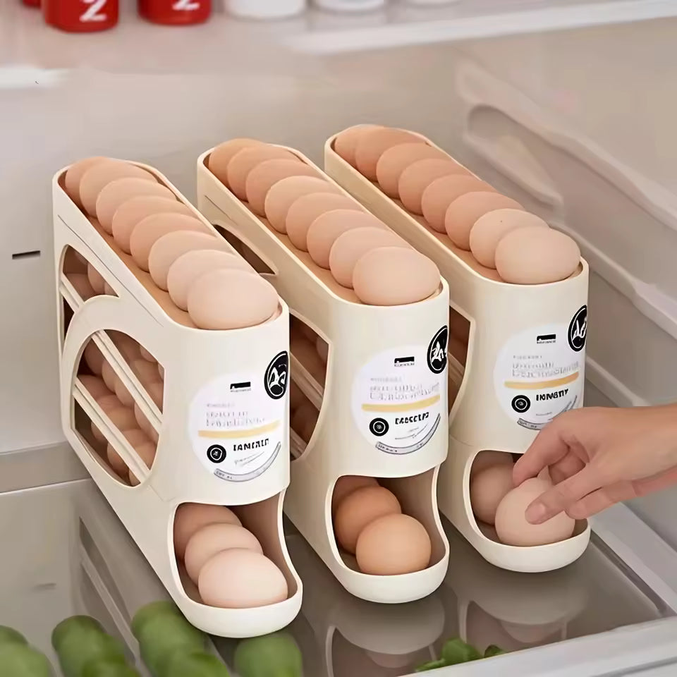 3-Tier Rolling Egg Storage Box – Holds 24 Eggs for Fridge & Kitchen