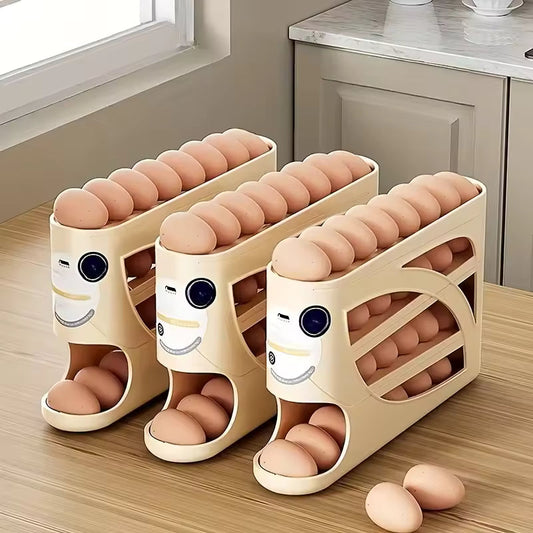 3-Tier Rolling Egg Storage Box – Holds 24 Eggs for Fridge & Kitchen