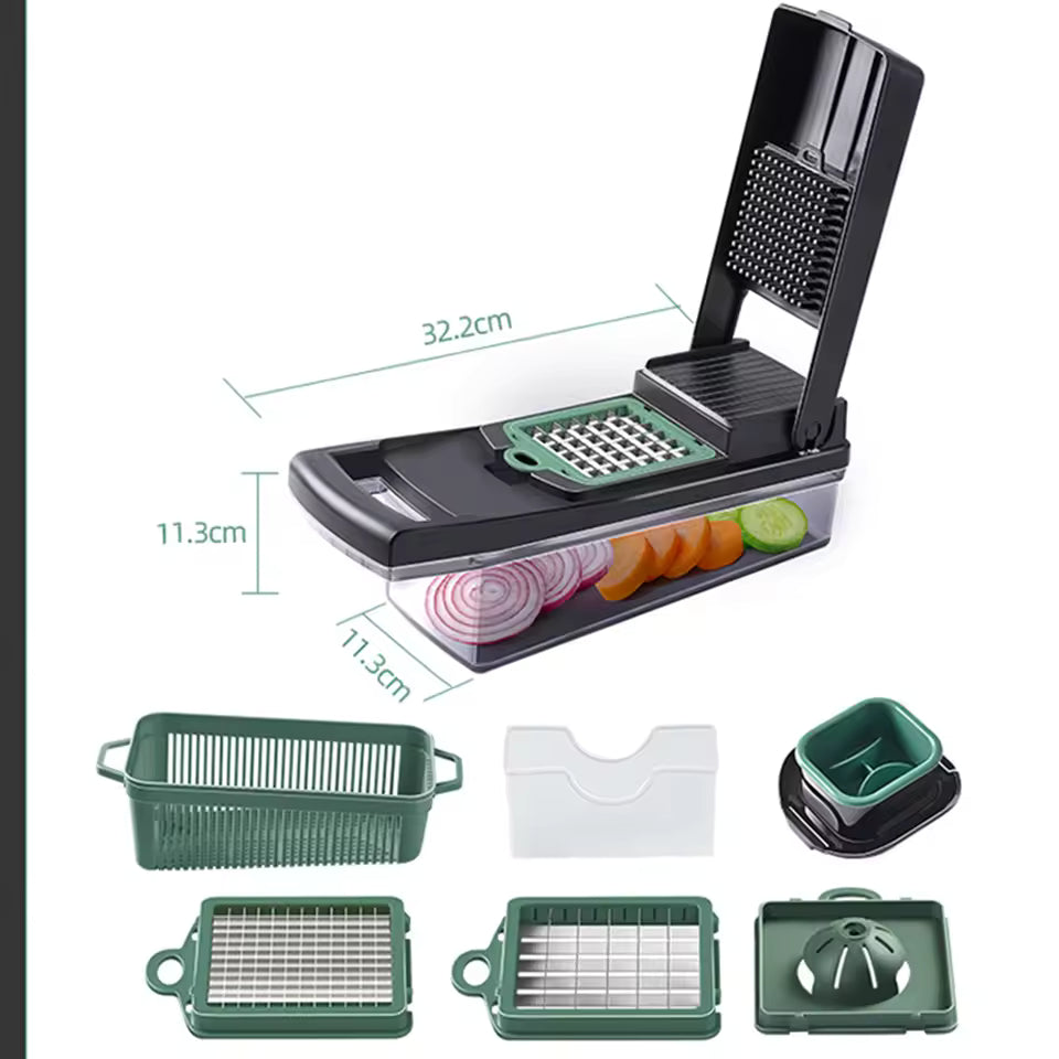 15-in-1 Manual Vegetable Chopper – Slicer, Dicer, Cutter & Grater