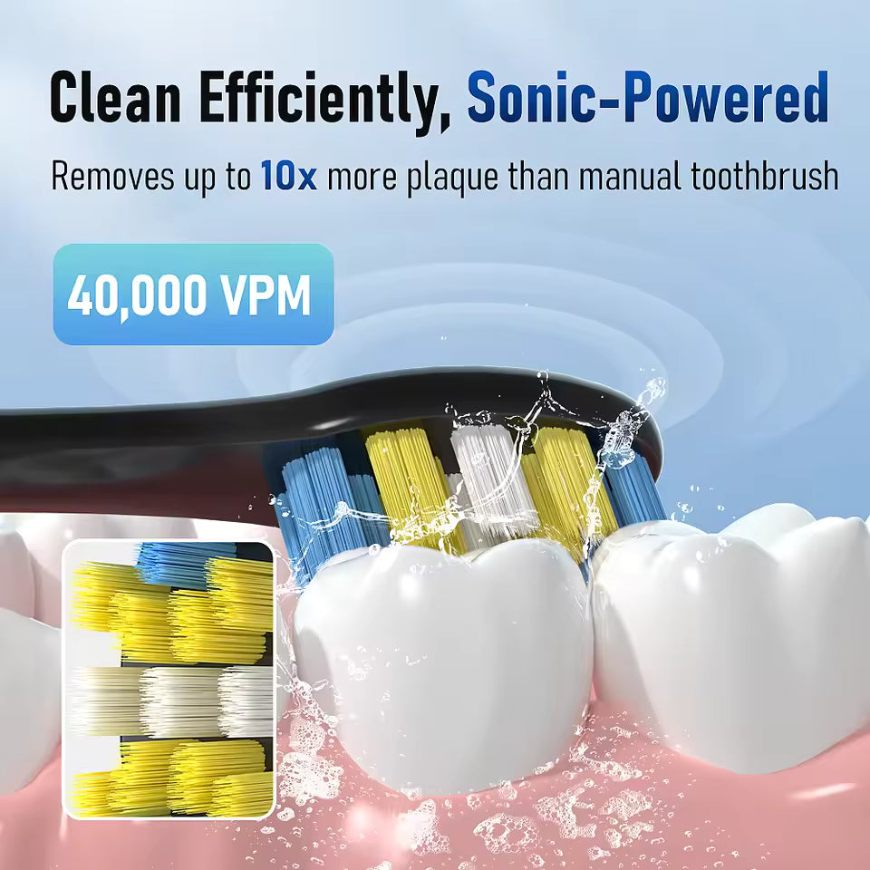 Sarmocare X610 Sonic Electric Toothbrush – 6 Heads & Travel Case